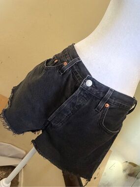 Levi's Black Frayed Hem Women's Jean Shorts
